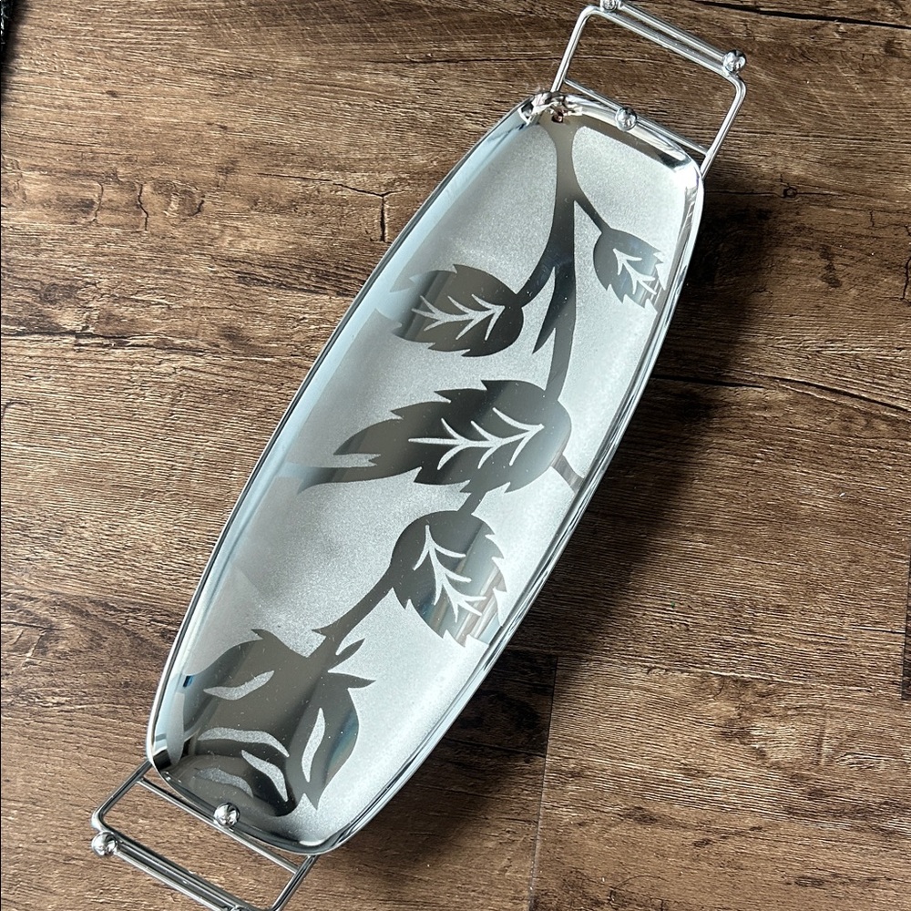 Vintage Lehman Bros Chrome Etched 
Serving Tray